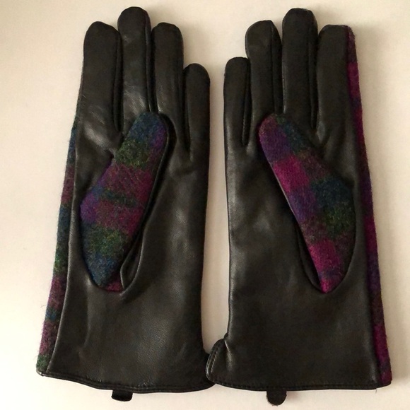 Harris Tweed Purple and Green Clutch w/ Wristbands and Gloves - Picture 4 of 6